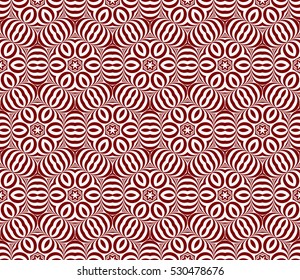 Seamless decorative illusion floral pattern. vector illustration. silver on red