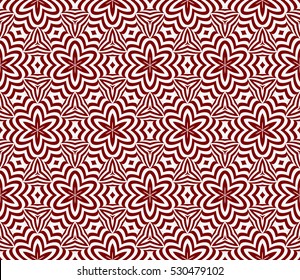 Seamless decorative illusion floral pattern. vector illustration. silver on red