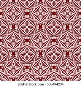 Seamless decorative illusion floral pattern. vector illustration. silver on red