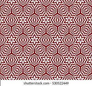 Seamless decorative illusion floral pattern. vector illustration. silver on red