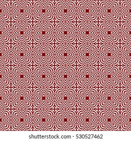 Seamless decorative illusion floral pattern. vector illustration. silver on red
