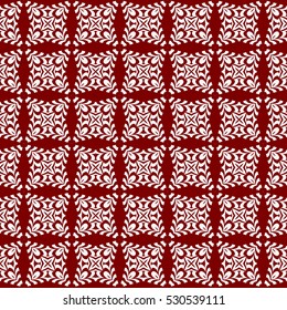 Seamless decorative illusion floral pattern. vector illustration. silver on red