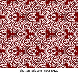 Seamless decorative illusion floral pattern. vector illustration. silver on red