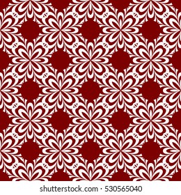 Seamless decorative illusion floral pattern. vector illustration. silver on red