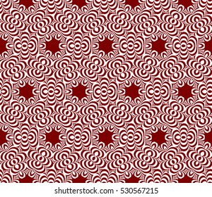 Seamless decorative illusion floral pattern. vector illustration. silver on red