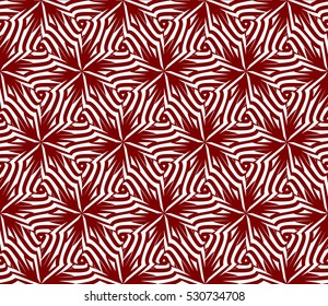 Seamless decorative illusion floral pattern. vector illustration. silver on red