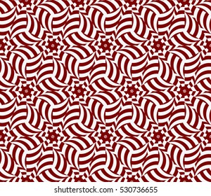 Seamless decorative illusion floral pattern. vector illustration. silver on red