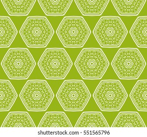 Seamless decorative illusion floral pattern. vector illustration. green color