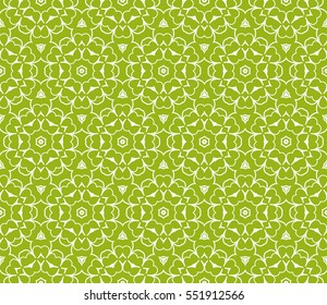 Seamless decorative illusion floral pattern. vector illustration. green color