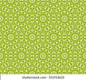Seamless decorative illusion floral pattern. vector illustration. green color