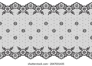 Borde de encaje decorativo impecable. Ilustración vectorial.