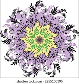 Seamless decorative mandala ornament in ethnic oriental style. Circular pattern in form of mandala for Henna, Mehendi, tattoo, decoration and printing