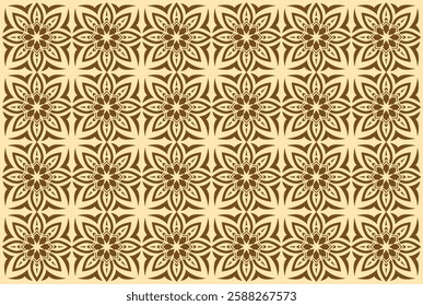 Seamless Decorative Mandala-Inspired Art Design, Repeating Symmetrical Art Deco Style Pattern