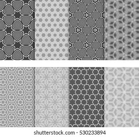 Seamless Decorative Modern Geometric Patterns set. Vector illustration. Texture for design wallpaper, pattern fills, web page, banner, flyer.