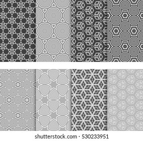 Seamless Decorative Modern Geometric Patterns set. Vector illustration. Texture for design wallpaper, pattern fills, web page, banner, flyer.