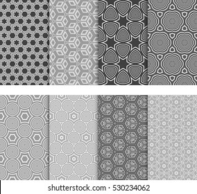 Seamless Decorative Modern Geometric Patterns set. Vector illustration. Texture for design wallpaper, pattern fills, web page, banner, flyer.