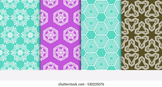 Seamless Decorative Modern Geometric Patterns set. Vector illustration. Texture for design wallpaper, pattern fills, web page, banner, flyer.