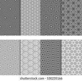 Seamless Decorative Modern Geometric Patterns set. Vector illustration. Texture for design wallpaper, pattern fills, web page, banner, flyer.