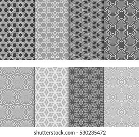 Seamless Decorative Modern Geometric Patterns set. Vector illustration. Texture for design wallpaper, pattern fills, web page, banner, flyer.