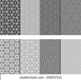 Seamless Decorative Modern Geometric Patterns set. Vector illustration. Texture for design wallpaper, pattern fills, web page, banner, flyer.