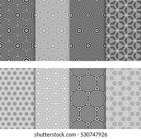 Seamless Decorative Modern Geometric Patterns set. Vector illustration. Texture for design wallpaper, pattern fills, web page, banner, flyer.