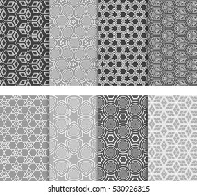 Seamless Decorative Modern Geometric Patterns set. Vector illustration. Texture for design wallpaper, pattern fills, web page, banner, flyer.