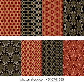 Seamless Decorative Modern Geometric Patterns set. Vector illustration. Texture for design wallpaper, pattern fills, web page, banner, flyer.