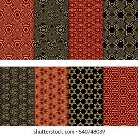Seamless Decorative Modern Geometric Patterns set. Vector illustration. Texture for design wallpaper, pattern fills, web page, banner, flyer.