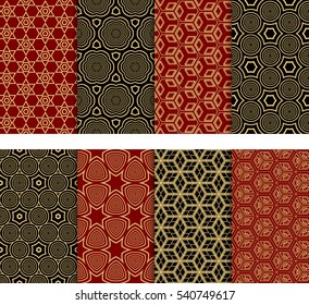 Seamless Decorative Modern Geometric Patterns set. Vector illustration. Texture for design wallpaper, pattern fills, web page, banner, flyer.