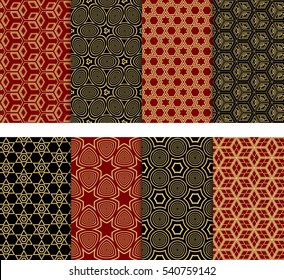 Seamless Decorative Modern Geometric Patterns set. Vector illustration. Texture for design wallpaper, pattern fills, web page, banner, flyer.