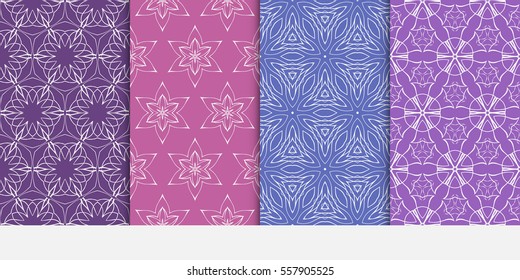 Seamless Decorative Modern Geometric Patterns set. Vector illustration. Texture for design wallpaper, pattern fills, web page, banner, flyer.