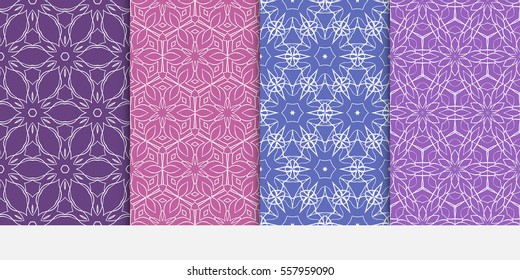 Seamless Decorative Modern Geometric Patterns set. Vector illustration. Texture for design wallpaper, pattern fills, web page, banner, flyer.