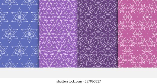 Seamless Decorative Modern Geometric Patterns set. Vector illustration. Texture for design wallpaper, pattern fills, web page, banner, flyer.