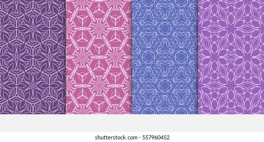 Seamless Decorative Modern Geometric Patterns set. Vector illustration. Texture for design wallpaper, pattern fills, web page, banner, flyer.
