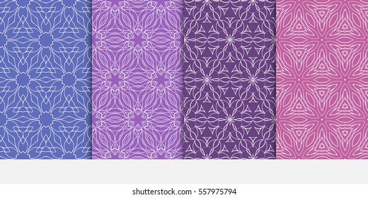 Seamless Decorative Modern Geometric Patterns set. Vector illustration. Texture for design wallpaper, pattern fills, web page, banner, flyer.