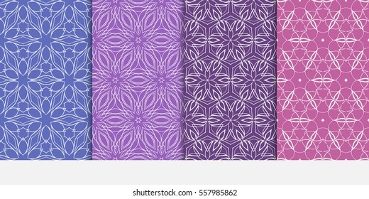 Seamless Decorative Modern Geometric Patterns set. Vector illustration. Texture for design wallpaper, pattern fills, web page, banner, flyer.