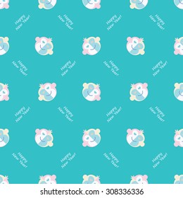 Seamless decorative New Year background with monkeys and snowflakes