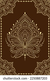 Seamless decorative ornament in ethnic oriental style. Circular pattern in form of mandala and Lotus flower for Henna, Mehndi, tattoo, decoration. Doodle outline hand draw vector illustration.