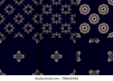 Seamless decorative ornament on background. Set. Floral ornament on background. Wallpaper pattern. Contemporary pattern. Textile pattern