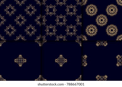 Seamless decorative ornament on background. Set. Floral ornament on background. Wallpaper pattern. Contemporary pattern. Textile pattern