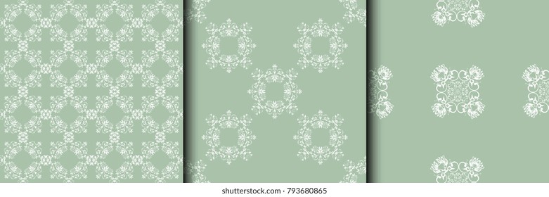 Seamless decorative ornament on background. Floral ornament on background. Wallpaper pattern. Contemporary pattern. Set