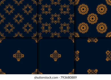 Seamless decorative ornament on background. Floral ornament on background. Wallpaper pattern. Contemporary pattern. Set