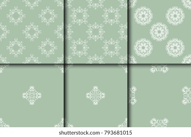 Seamless decorative ornament on background. Floral ornament on background. Wallpaper pattern. Contemporary pattern. Set