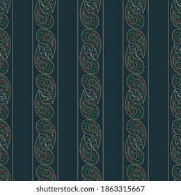 Seamless decorative paisley borders pattern
