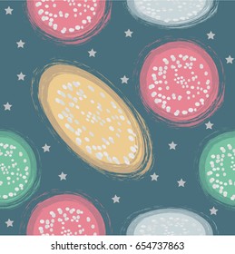 Seamless decorative pattern with abstract doodle circle style.Cute funny background
