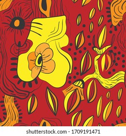 Seamless decorative pattern with abstract flowers.