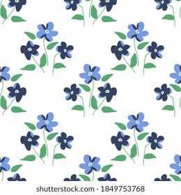 Seamless decorative pattern with blue flowers