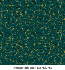 Seamless decorative pattern with chaotic lines and dots.