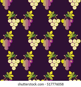 Seamless decorative pattern with clusters of grapes. Grape background.