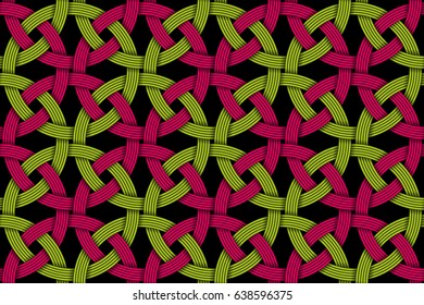 Seamless decorative pattern of colored intersected fiber. Vector Illustration